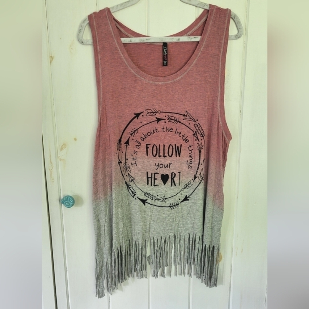 Ombre Stetch Bohemian Fringe Cover-up Tank
